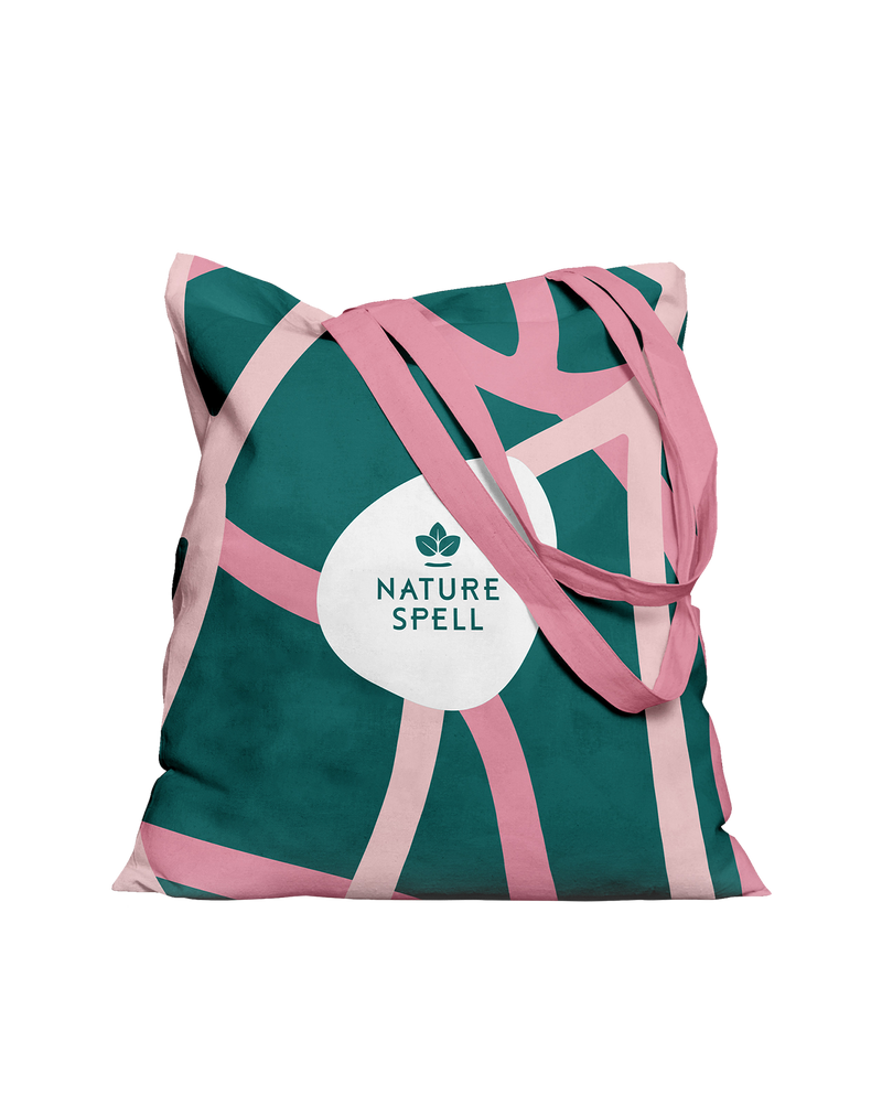 Nature Spell Branded Tote Bag Green & Pink