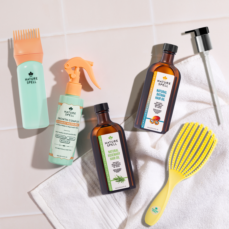 Nature Spell's RBAP Ritual Bundle — Oil Set, Appliactor, Pump, Rice Water Spray & Yellow Detangler