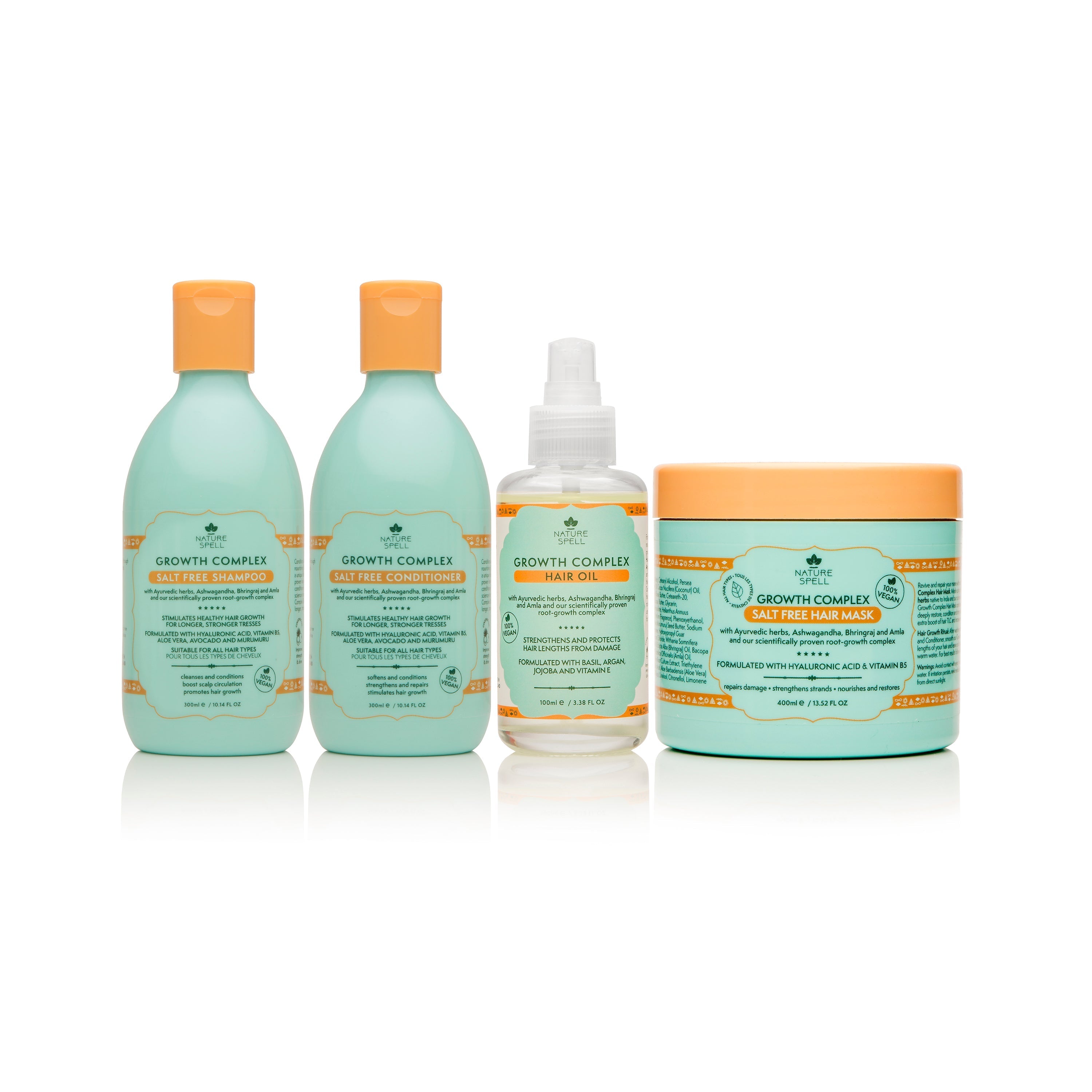 Growth Complex Hair Growth Set - Shampoo, Conditioner, Hair Mask, Leave-in Styling Conditioner & Hair Oil