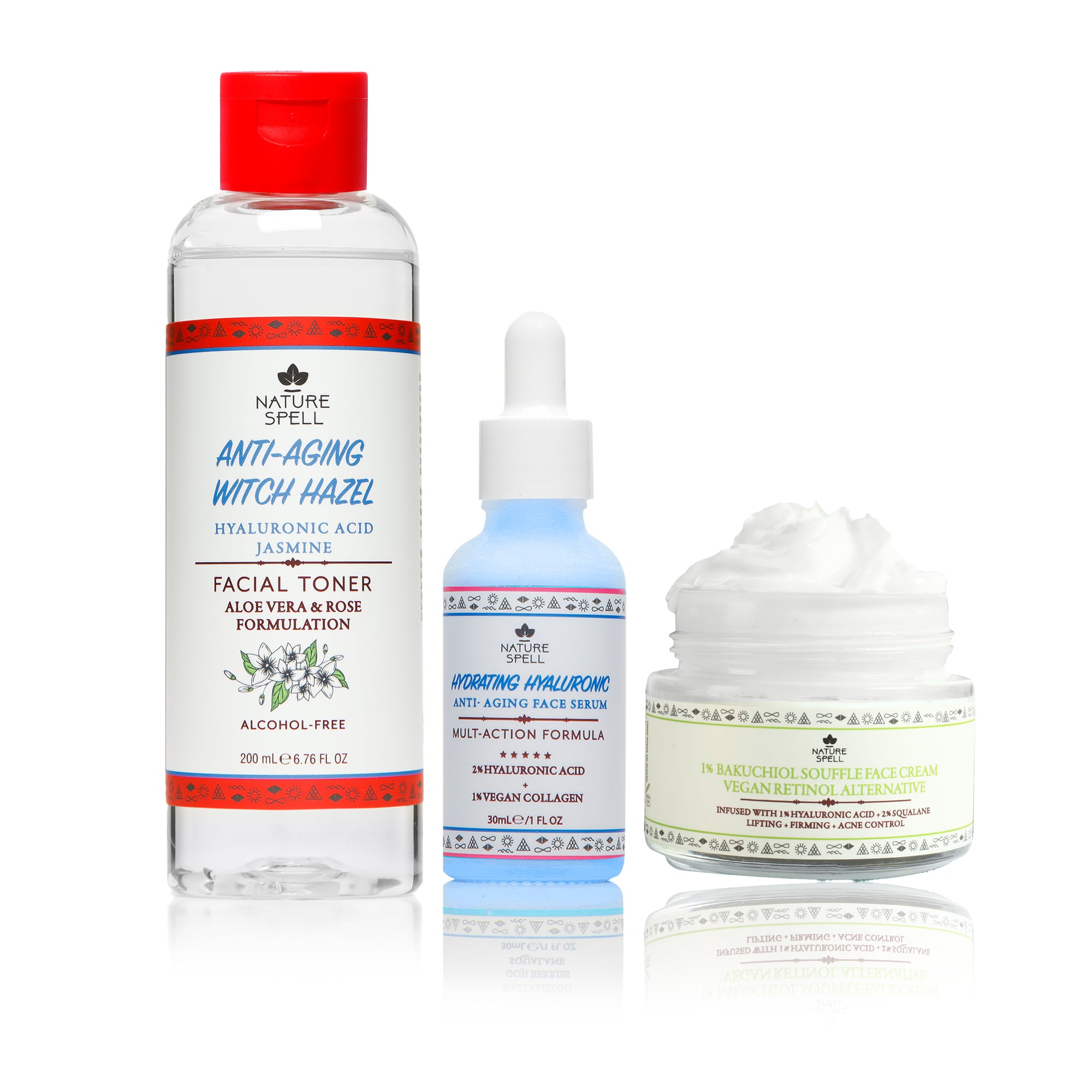 Hyaluronic Acid Anti-Aging Skincare Set - Toner + Serum + Moisturiser