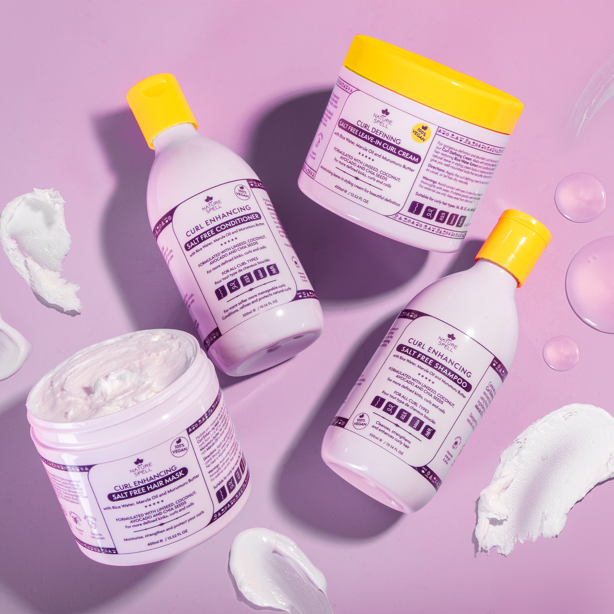 Curl Enhancing Haircare Collection - Shampoo, Conditioner, Hair Mask, Leave in Curl Cream