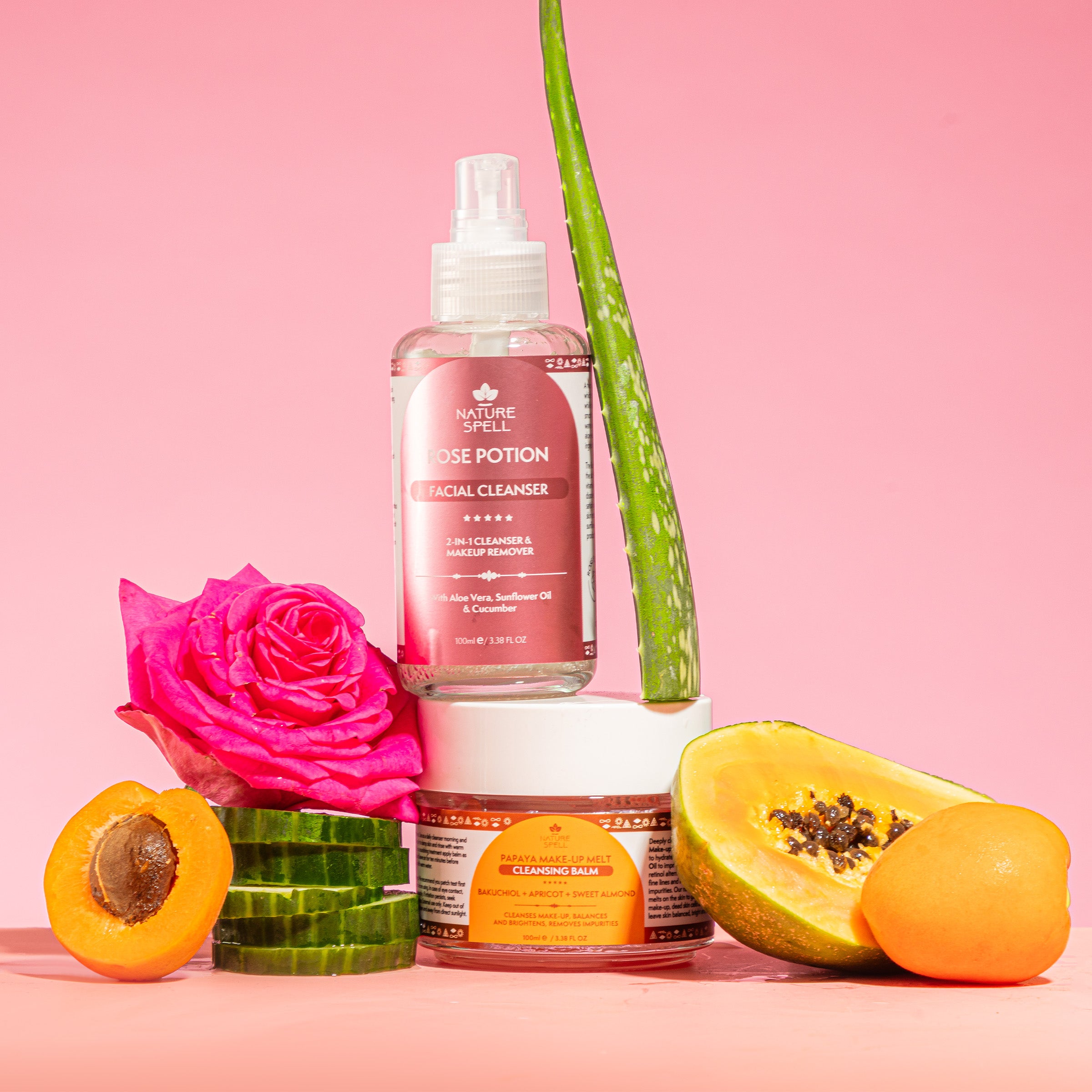 Double Cleansing Duo: Papaya Make-up Melt Cleansing Balm & Rose Aloe Vera Facial Cleanser