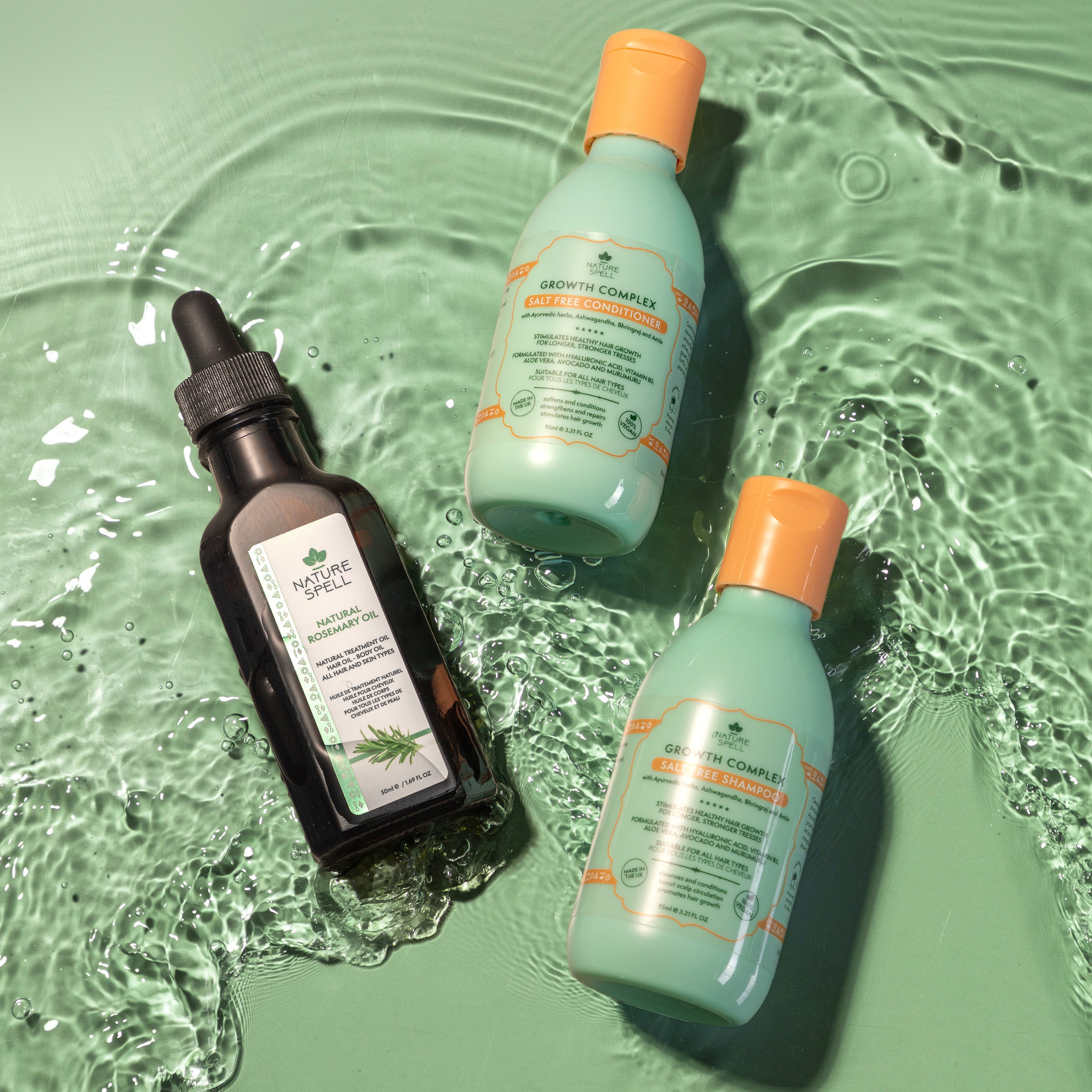 Growth Complex Trio – Rosemary Oil with Growth Complex Shampoo & Conditioner Travel Size