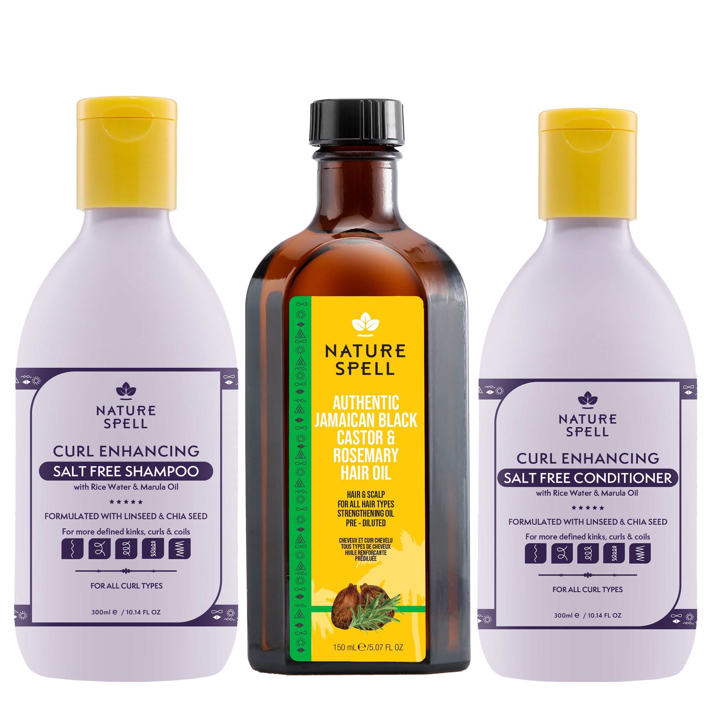 Curl Enhancing Trio - Rosemary & Jamaican Black Castor Oil with Curl Enhancing Shampoo & Conditioner