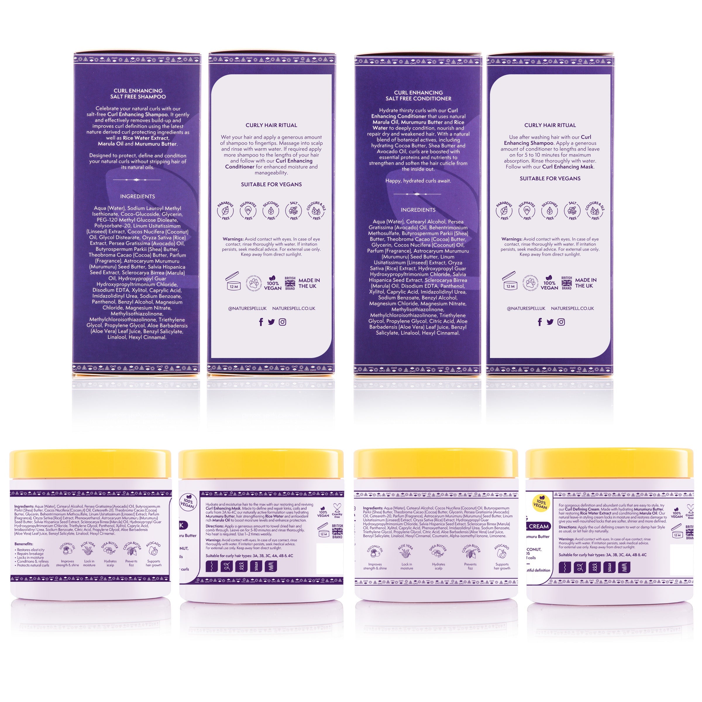 Curl Enhancing Haircare Collection - Shampoo, Conditioner, Hair Mask, Leave in Curl Cream