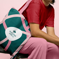 Nature Spell Branded Tote Bag Green & Pink
