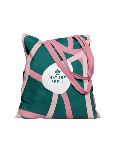 Nature Spell Branded Tote Bag Green & Pink