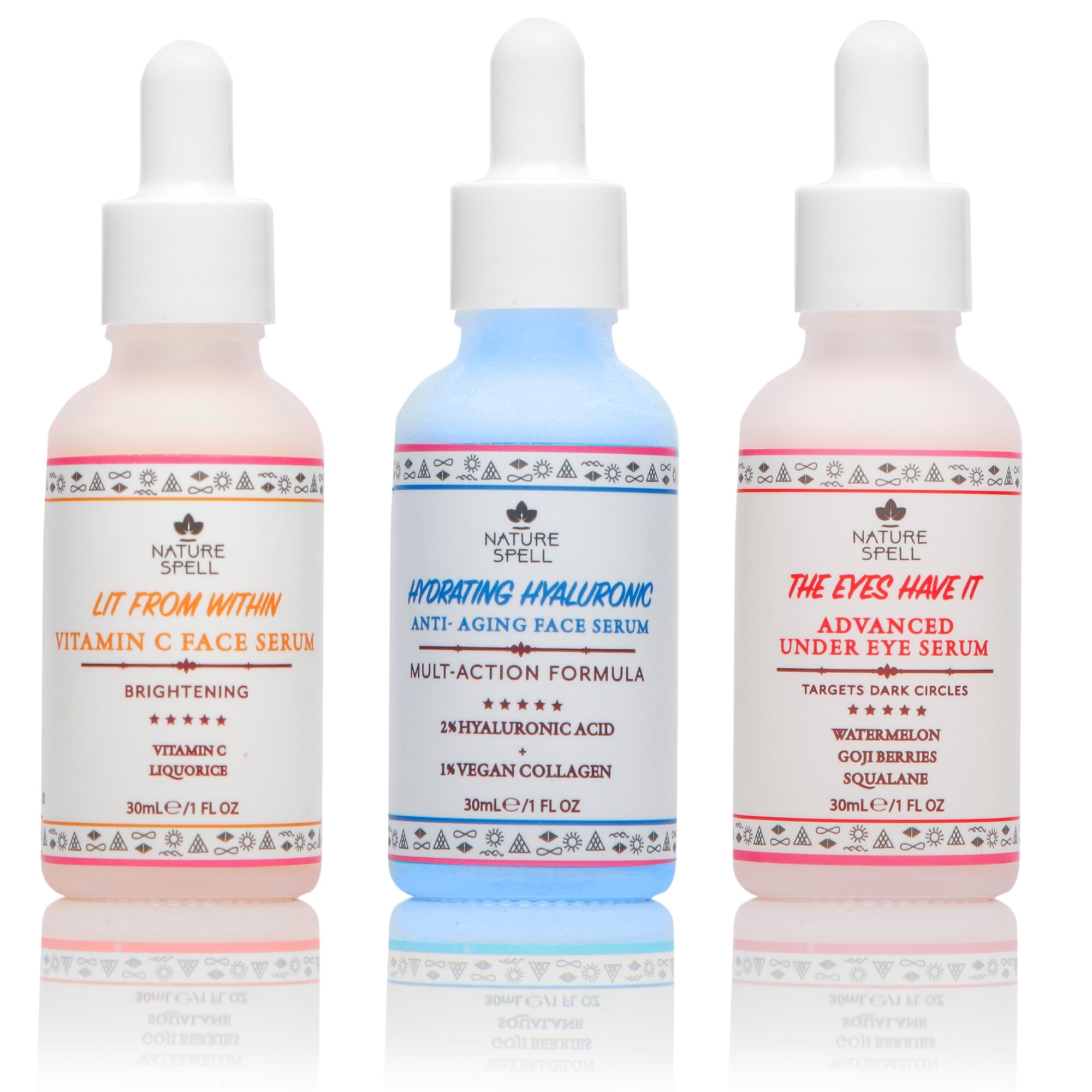 Supreme Serum Skincare Trio: Vitamin C Brightening Serum, Hyaluronic Acid Hydration Serum & Dark Circle Corrector Under Eye Serum